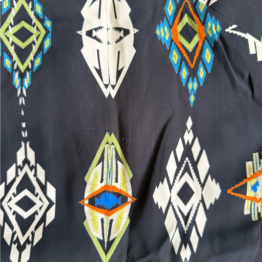 Etro Black Jacket with Aztec Print and Asymmetrical Gold Zipper - Picture 6 of 7